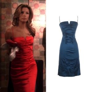 Ruched Satin Bodycon Dress As Seen On Gabrielle Solis In Desperate Housewives